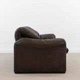 Brown leather 2-seater sofa Cassina Maralunga by Vico Magistretti