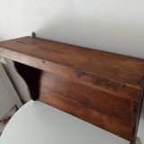 Antique wall shelf in solid chestnut with butcher's hooks