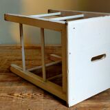 Workshop stool in vintage patinated solid wood