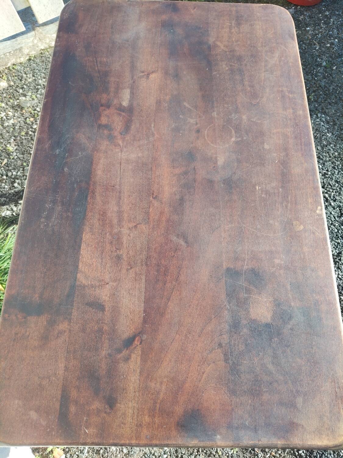 Antique solid wood side table with drawer