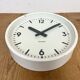 White industrial austrian factory wall clock from Schauer, 1960s