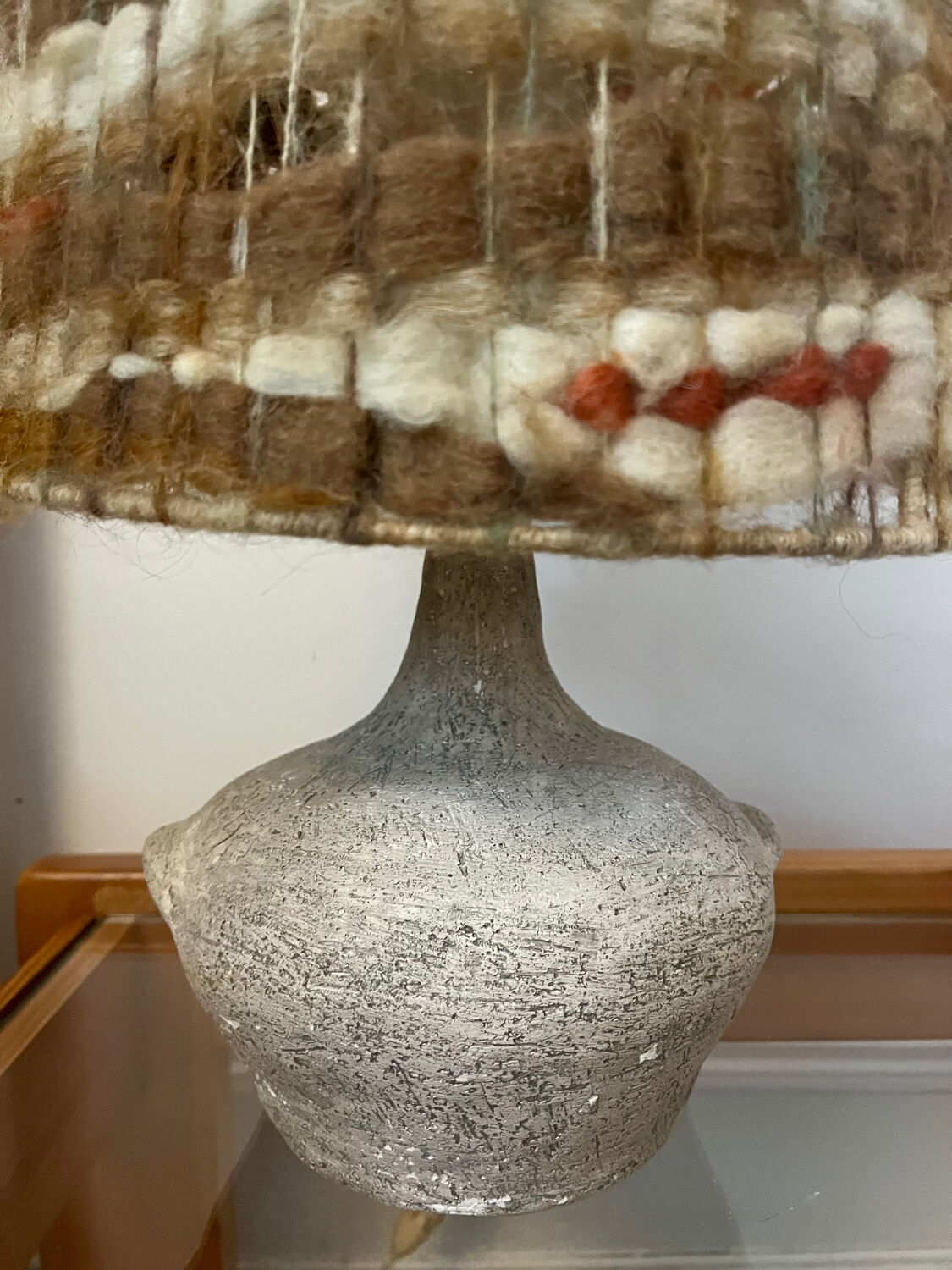 Vintage wool lampshade lamp
