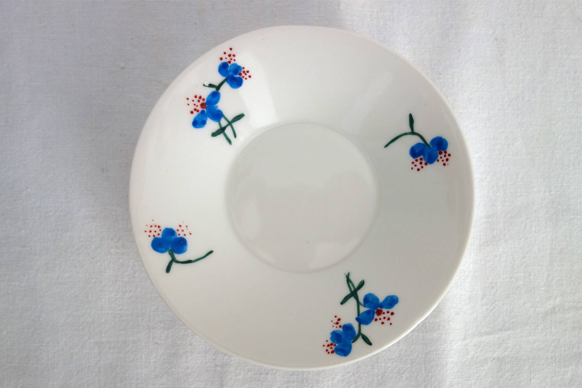 6 Limoges porcelain coffee cups, hand decorated, 1930s