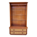 Bookcase bamboo and rattan shelves, Maugrion 80s