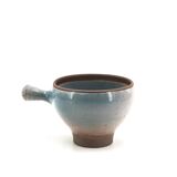 Large sky blue stoneware ceramic mug with handle by Roger Jacques, 1960s