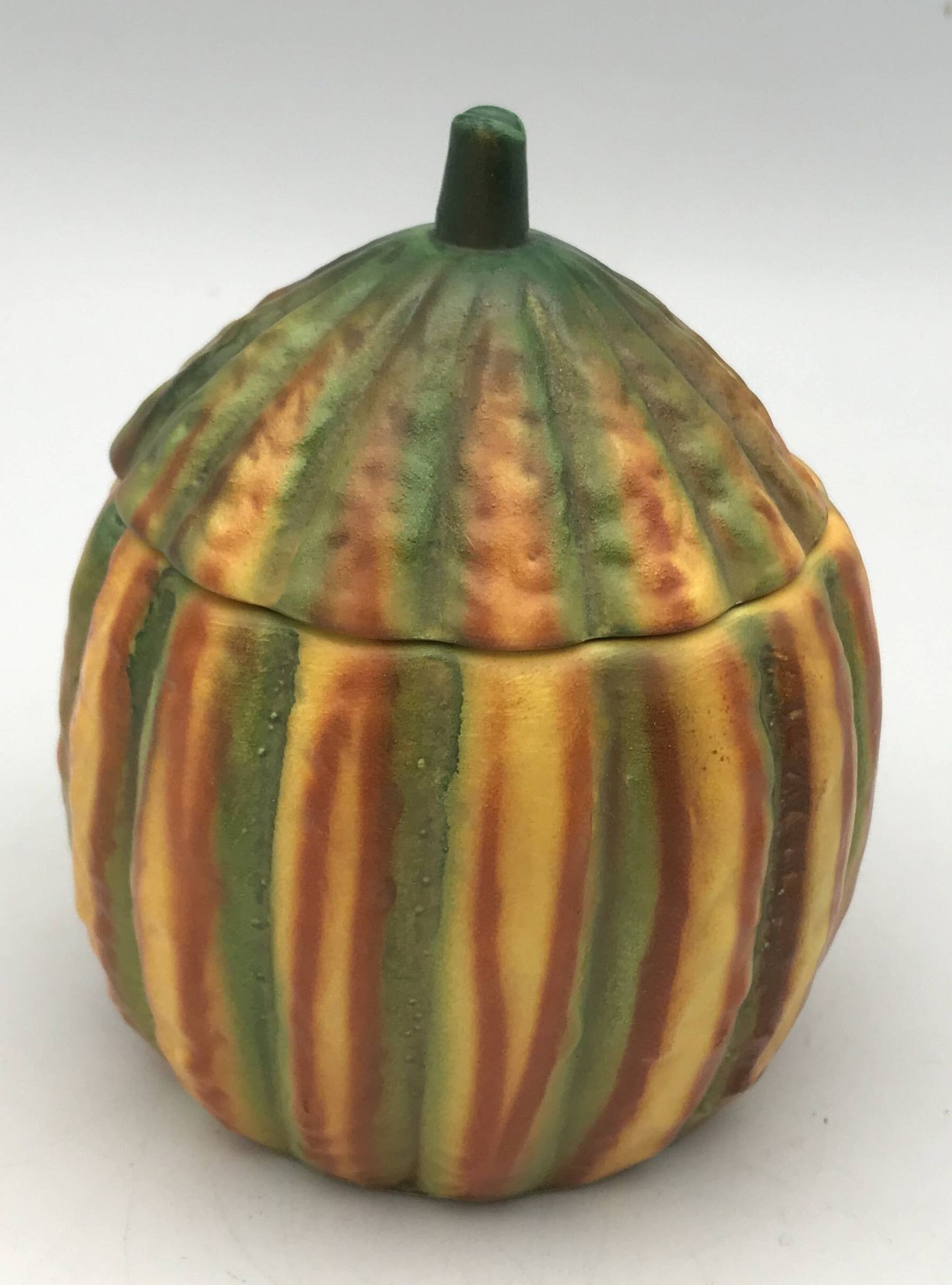 Vintage ceramic sugar bowl by Barettoni Nove, melon shape, Italy