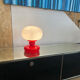 Red and white bedside lamp in opaline.