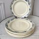 Lot de 6 assiettes plates Terre de Fer Moulins des Loups & Hamage vertes et bleues fin XIXème