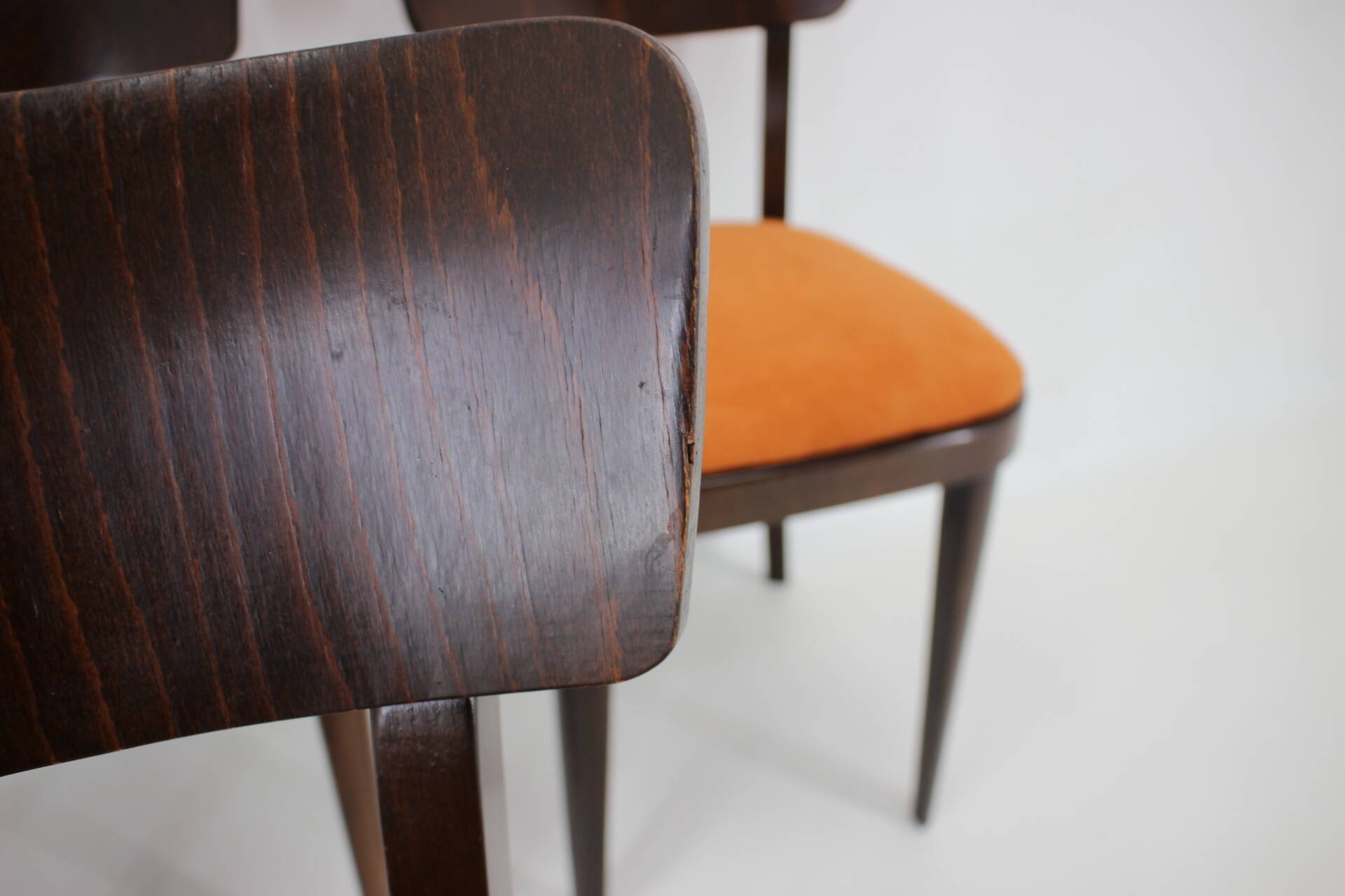 1950s Set of Four Restored Dining Chairs, Czechoslovakia