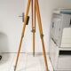 Vintage wood tripod, industrial lamp stand