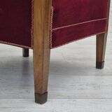 1950s, Danish armchair, original condition, furniture velour, beech wood.