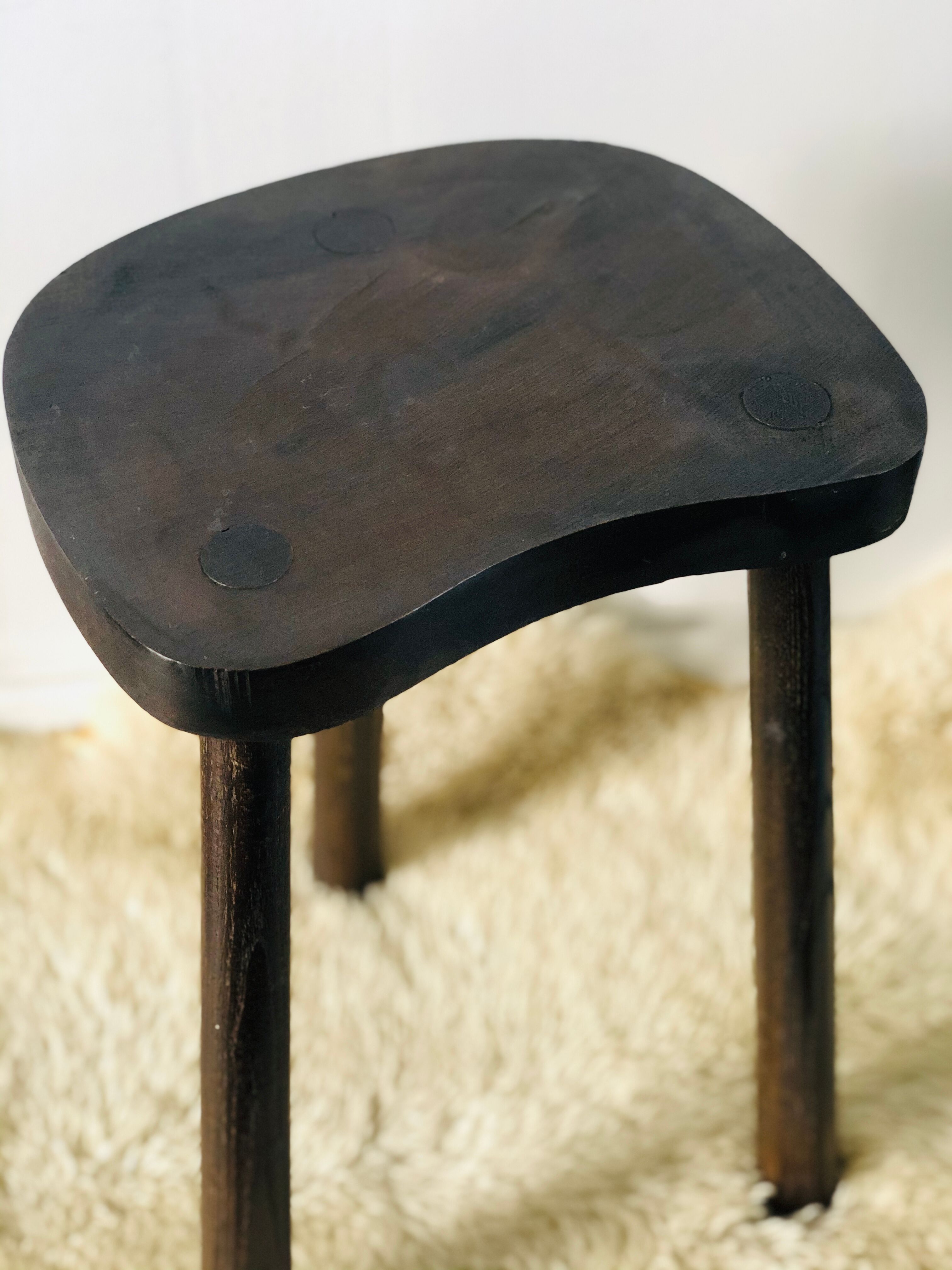 Pair of brutalist tripod stools