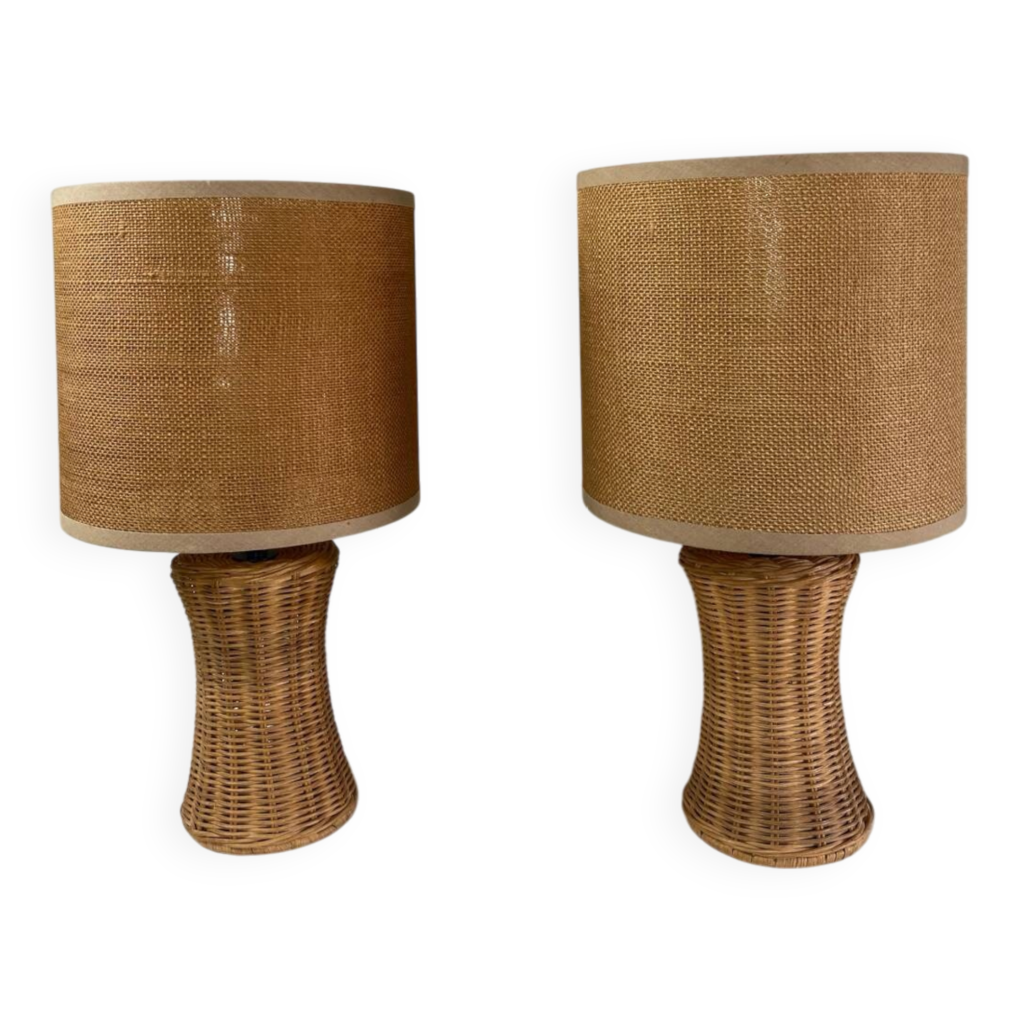 Pair of wicker lamps