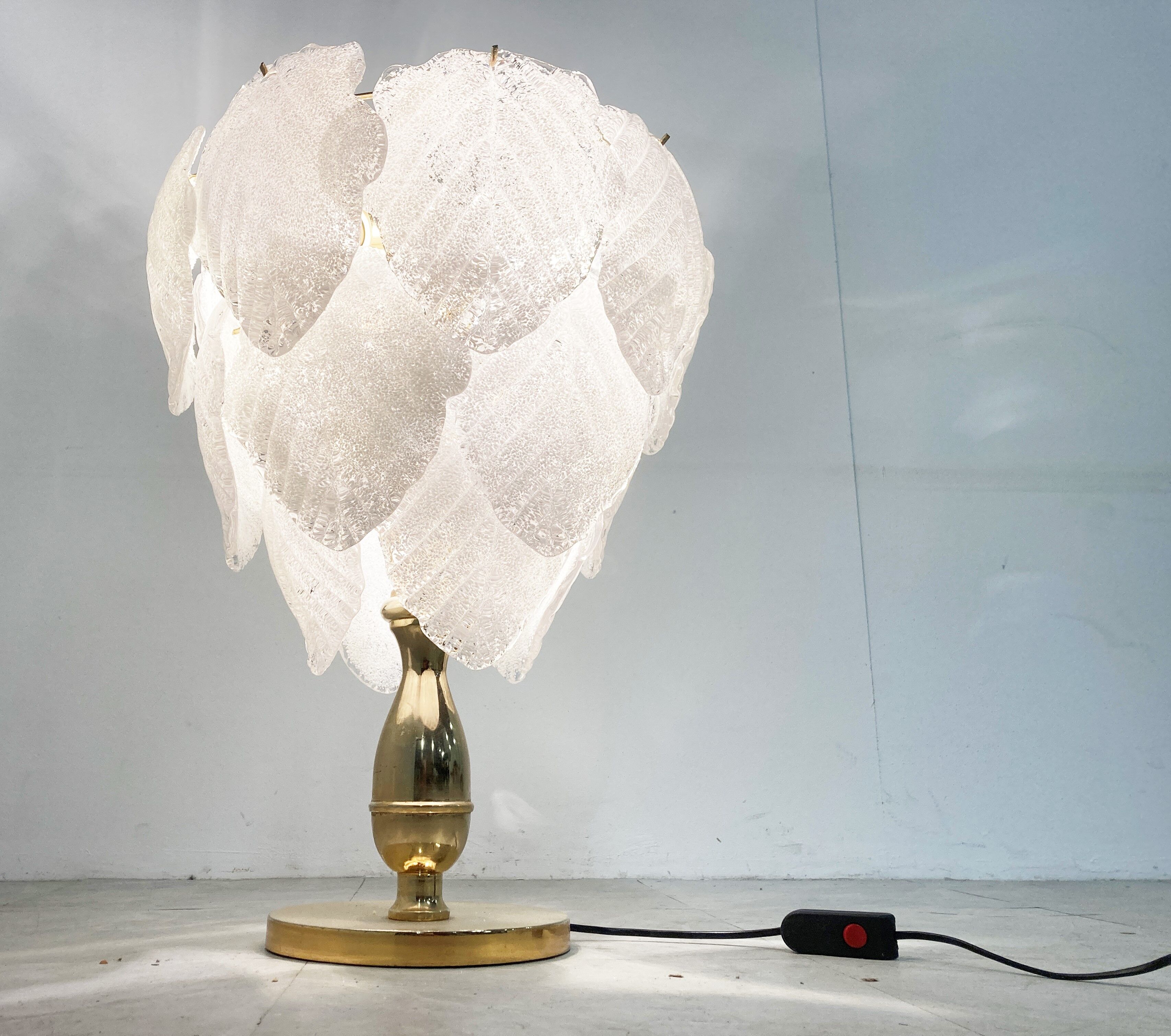 Vintage murano leaf table lamp, 1970s