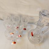 Set of 6 wine glasses and carafe in Lorraine Crystal - Gérard Model
