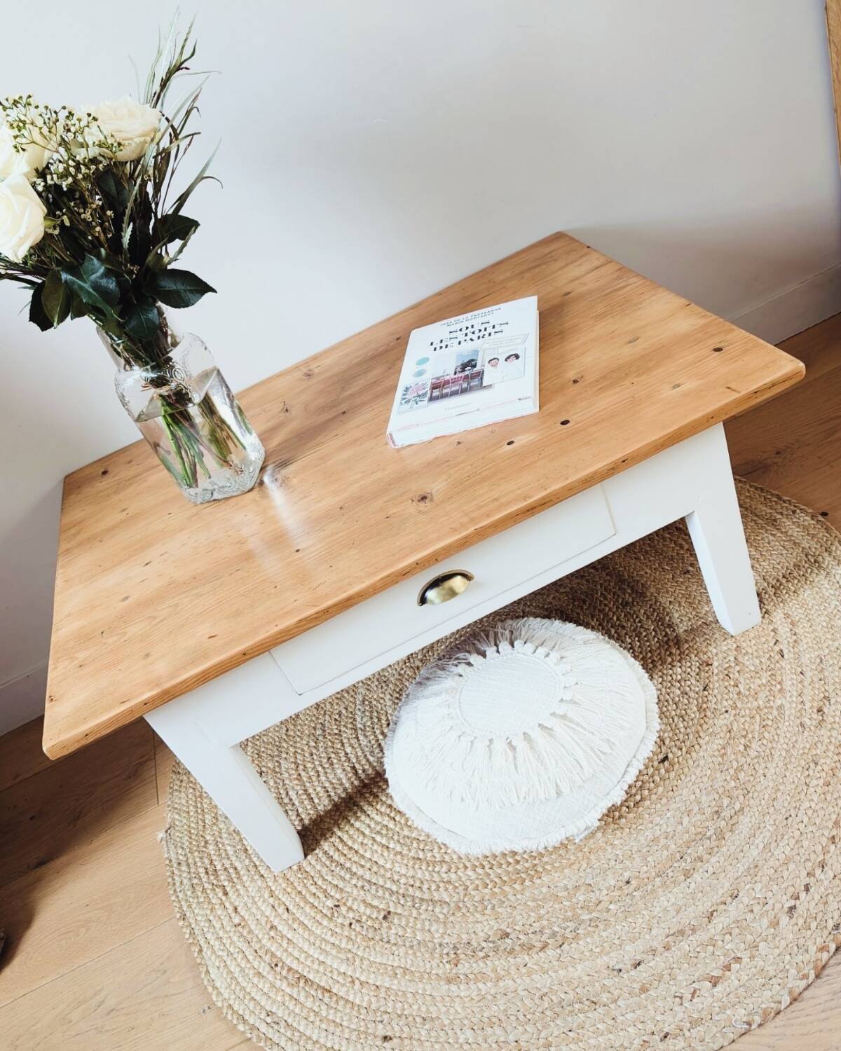 Wood and white coffee table
