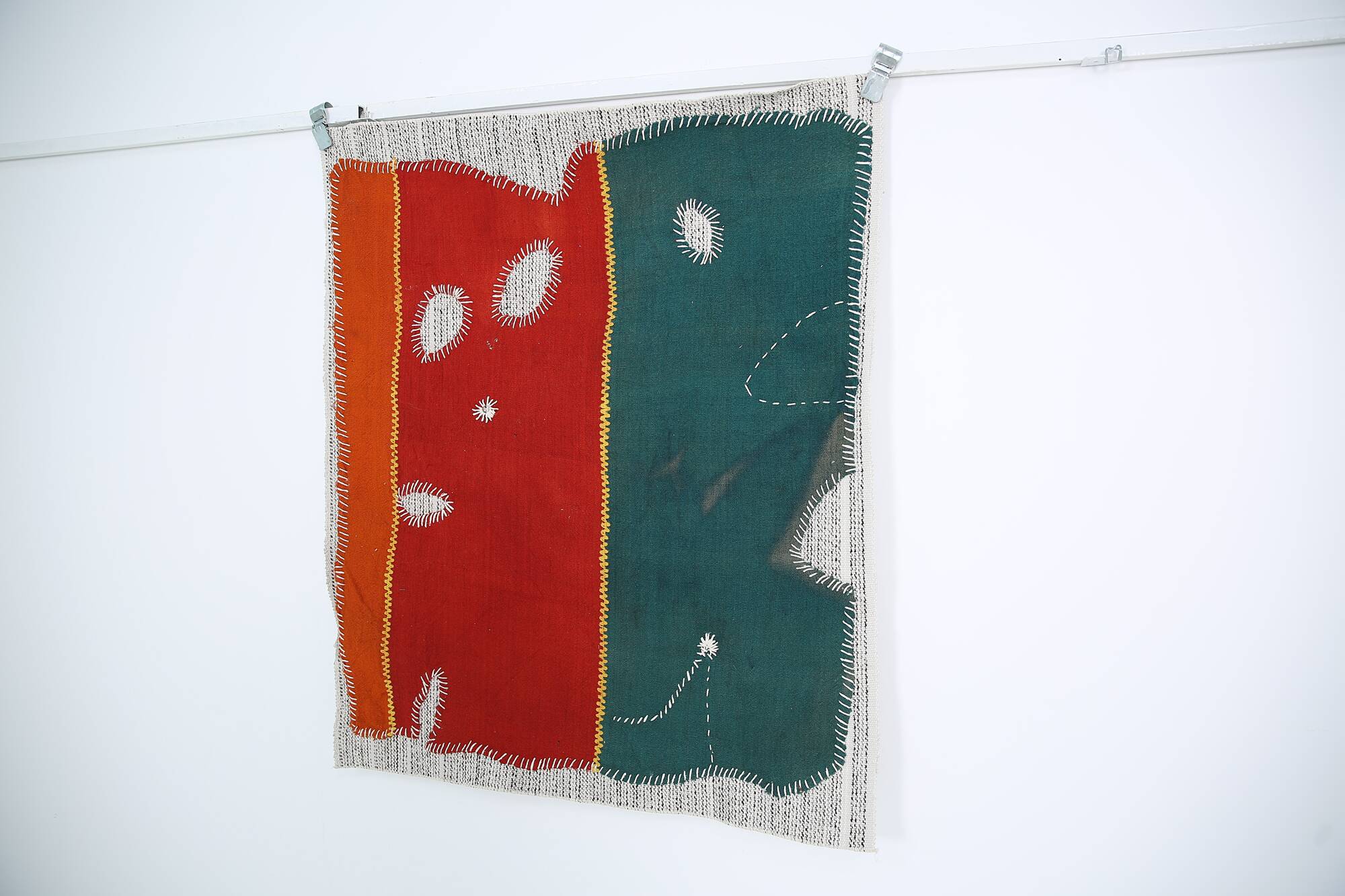 Emerald Green Handwoven Vintage Wall Hanging, Woven Wall Art, 105x123 Cm