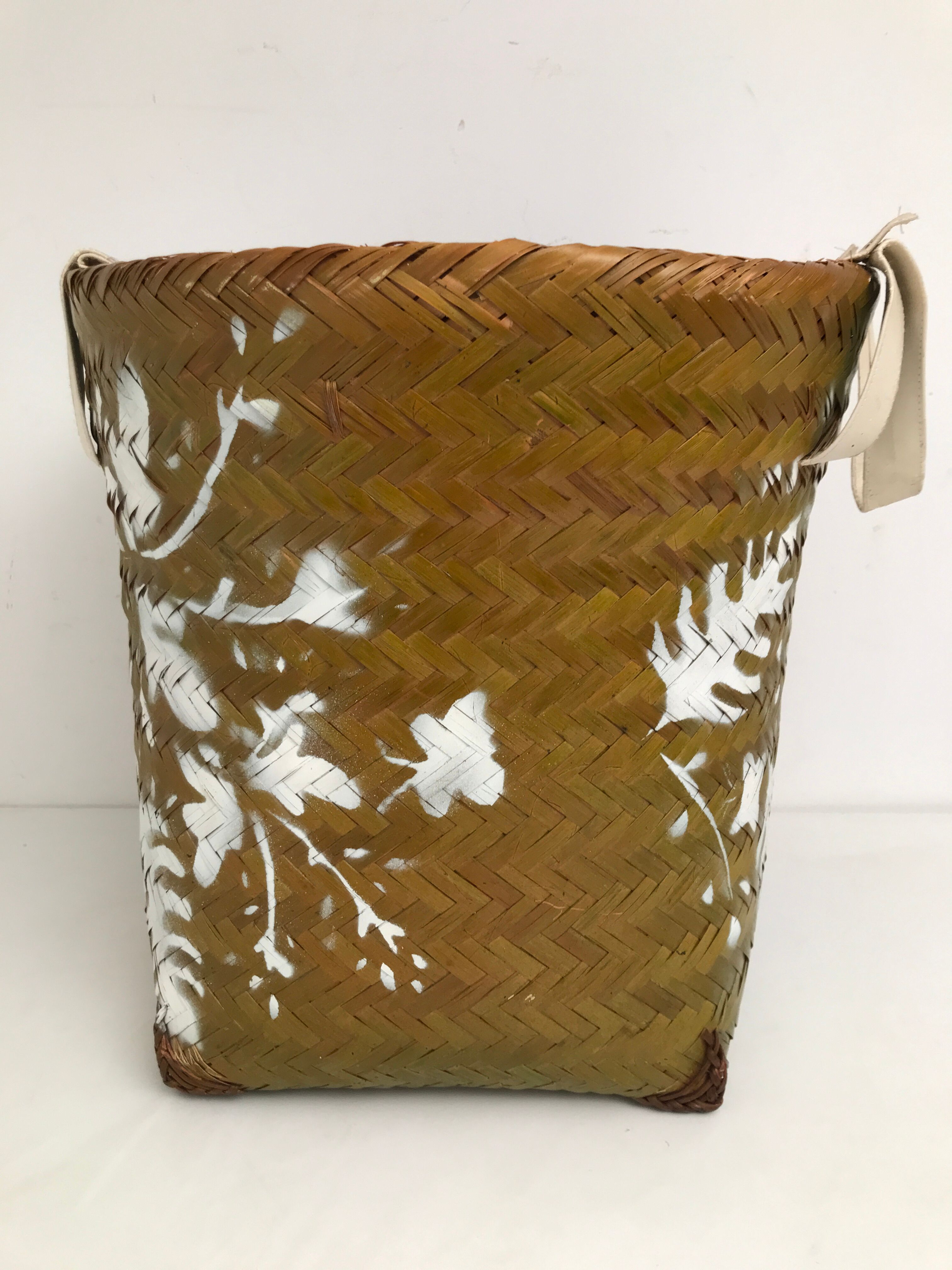 Vintage woven linen basket