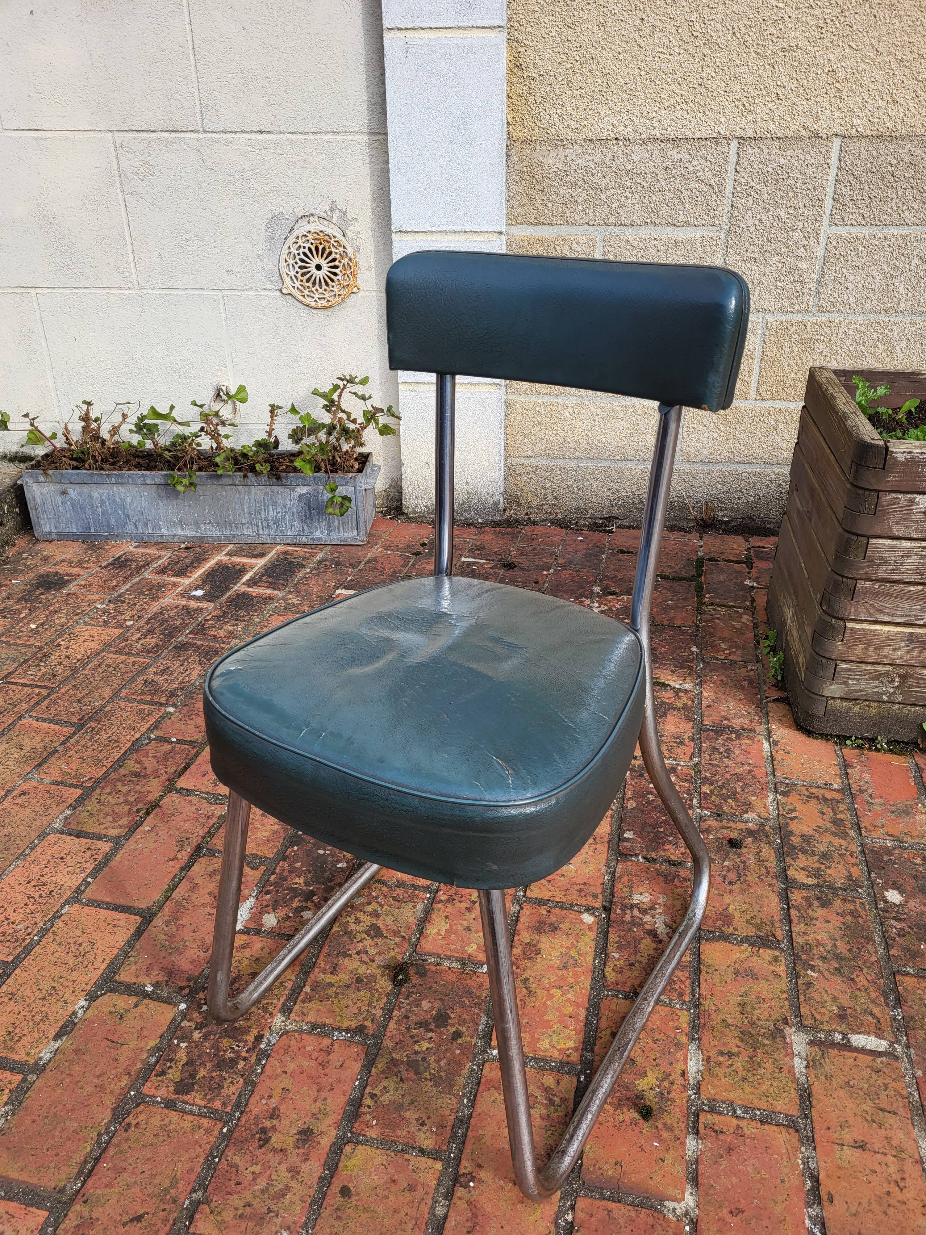 Chaise traîneau de bureau industrielle vintage