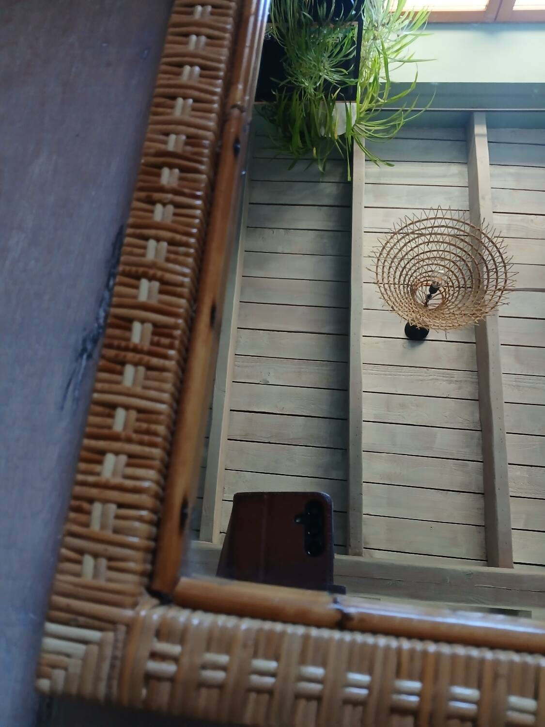 Antique rattan and bamboo mirror