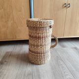 Vintage raffia wicker basket bowling bag