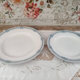 Set of 2 round dishes trundle in Iron Earth Sarreguemines model Carina decoration blue frieze