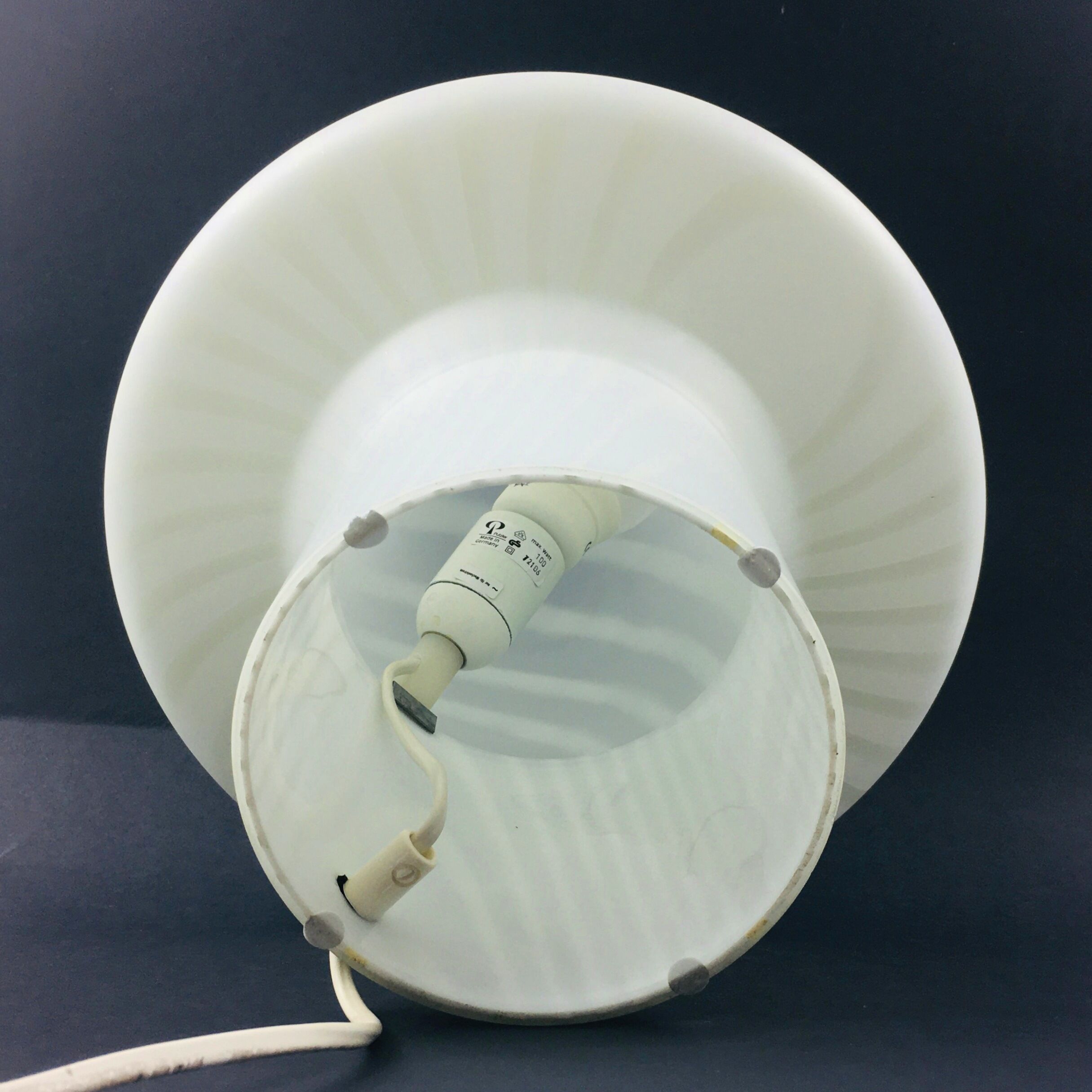 Striped glass mushroom table lamp from Peill & Putzler Germany 1970s