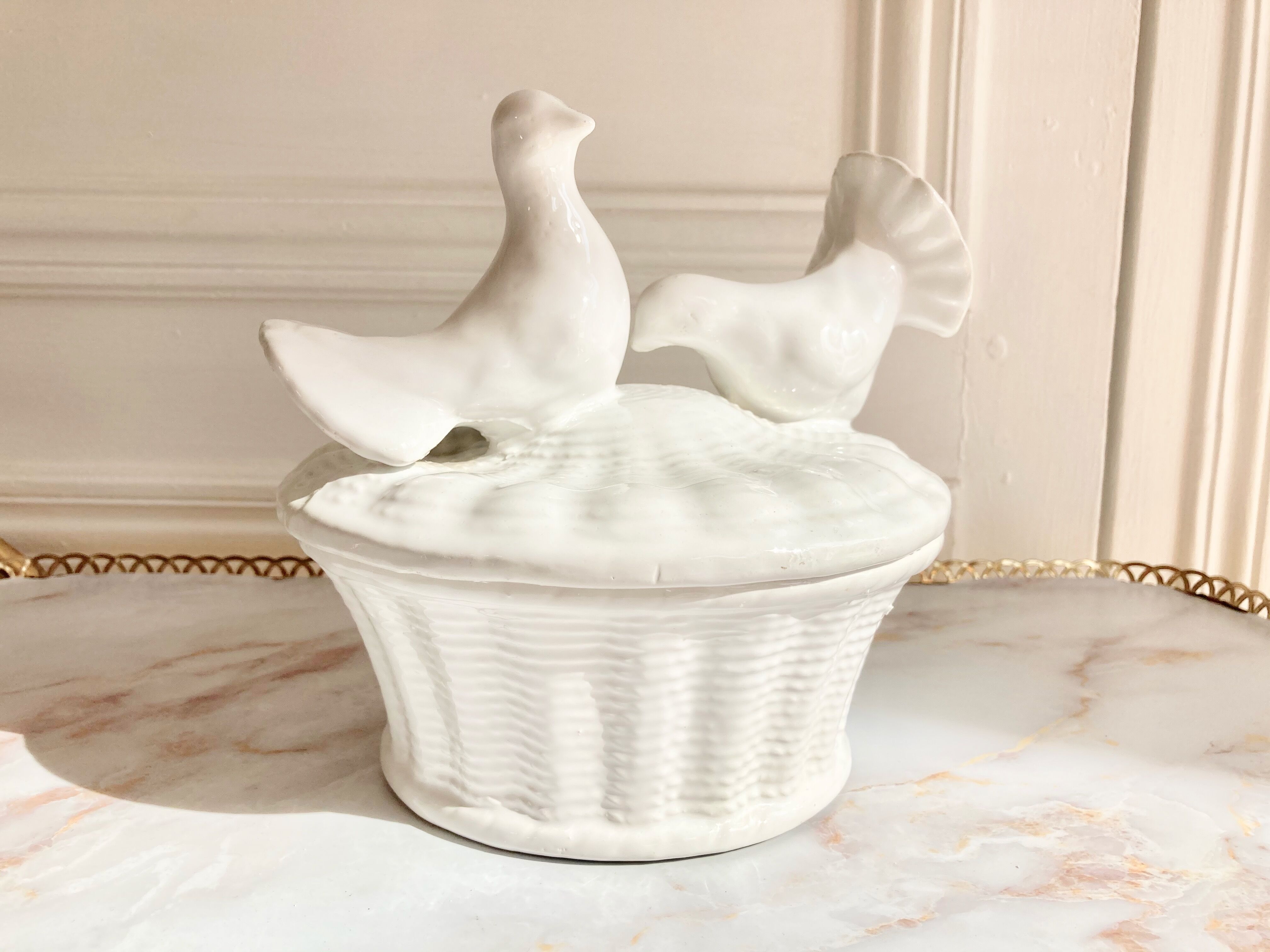 Soupière oiseaux céramique