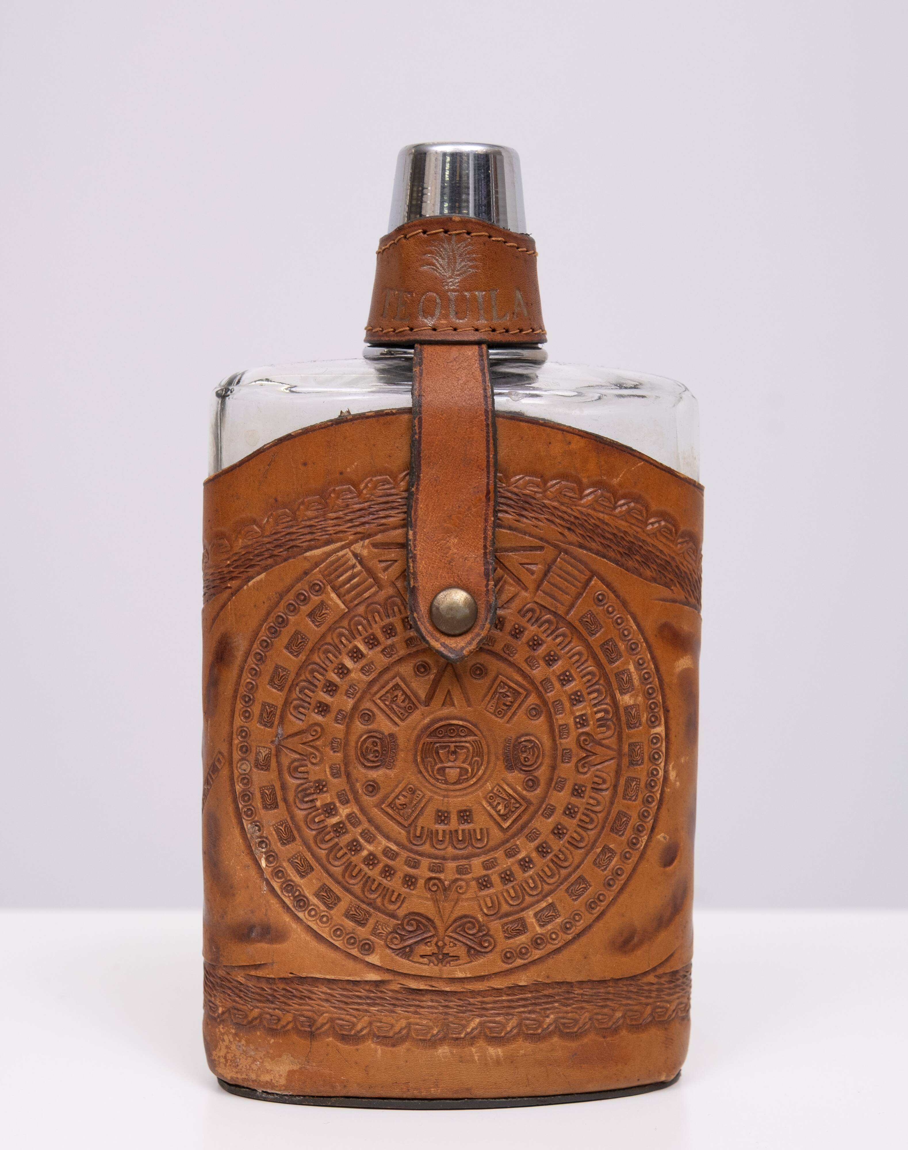 Angel Pazmino Tequila Hip Flask Ecuador 1960s