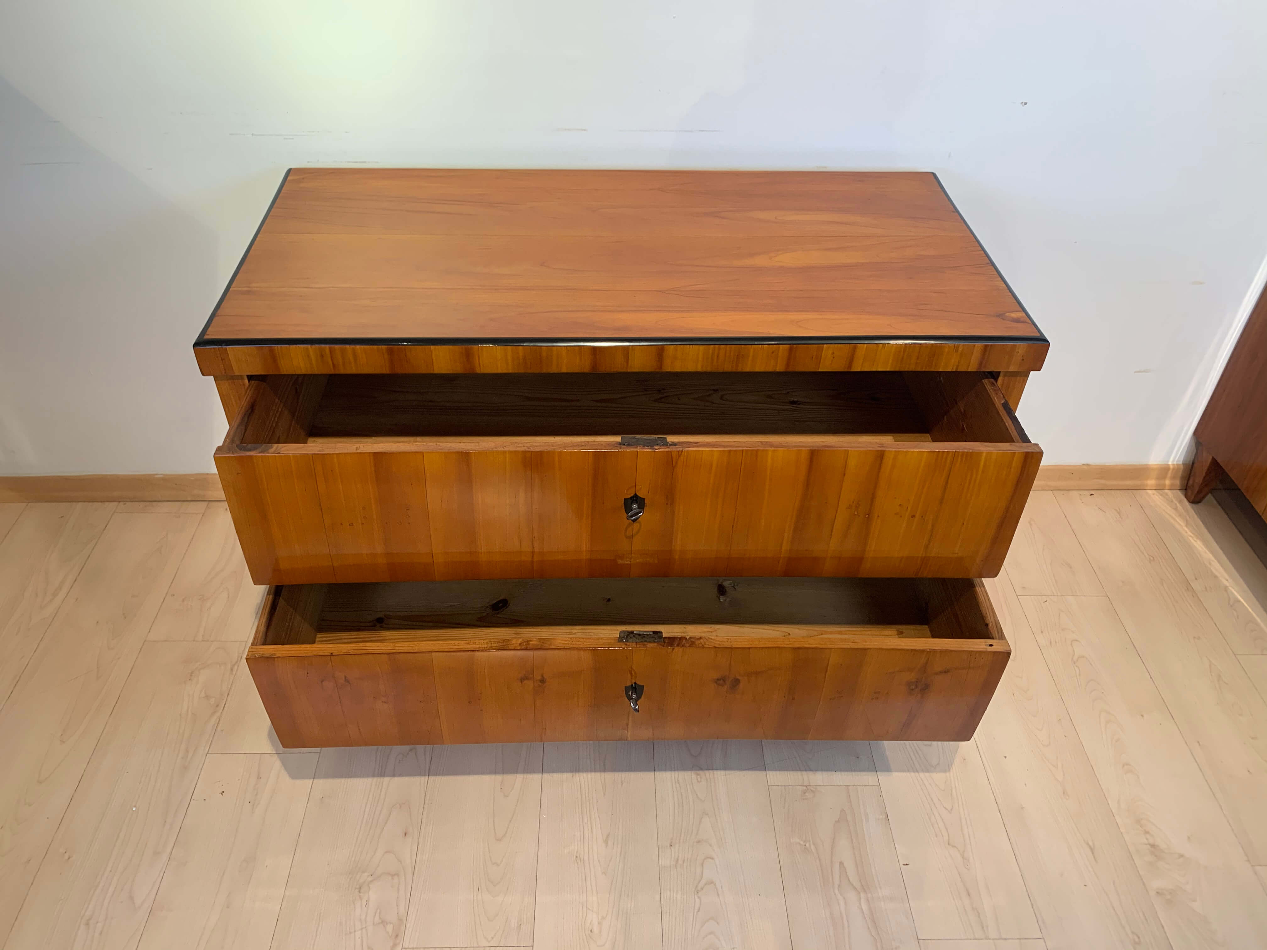 Biedermeier Two Drawer Commode, Cherry Veneer, South Germany, circa 1820