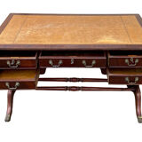 English mahogany double-sided desk with extension.