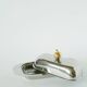 Silver-plated metal, brass and glass butter dish, 1960.