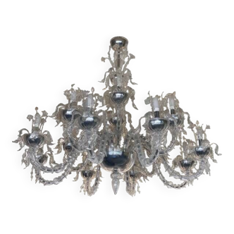 Contemporary "ca rezzonico" with flowers and leaves murano glass chandelier