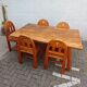 Ensemble de salle à manger de 5 chaises et table en bois massif - Style brutalisme, wabi-sabi, japandi