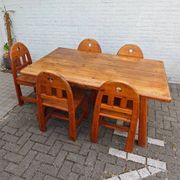 Dining Set of 5 Chairs and Table in Solid Wood - Brutalist, Wabi-Sabi, Japandi Style
