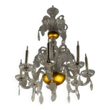 Liège chandelier in blown, molded and pinched glass, circa 1900