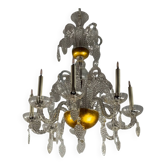 Liège chandelier in blown, molded and pinched glass, circa 1900