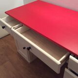 Coffered desk of the 70s in solid wood