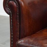 Sheepskin Leather Club Chair in a Cognac Tone