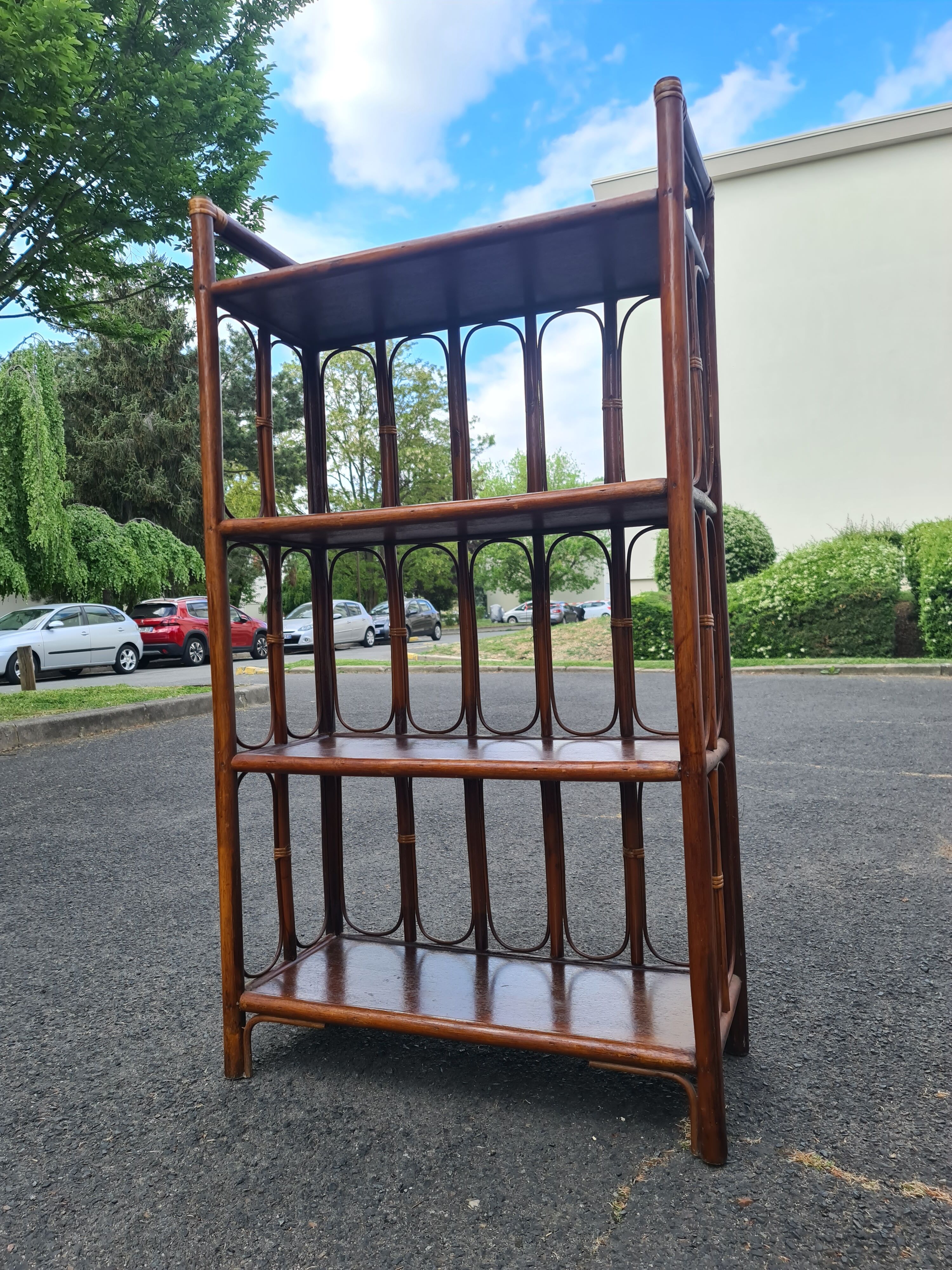 Vintage bamboo rattan shelf