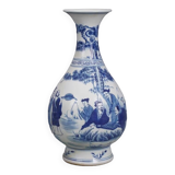 Qing kangxi style blue and white play chess jade pot spring bottle chinese palace gifts