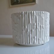 Ceramic cache pot in bamboo style, Italy 1980, Hollywood Regency.
