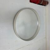 Miroir blanc rond moderne du milieu du siècle, années 1960