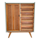 Oak and rattan wardrobe / chest of drawers