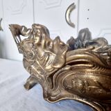 French Art Nouveau bronze planter decorated with a female mermaid