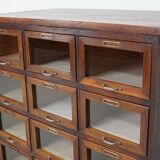 Vintage Dutch Oak Haberdashery Shop Cabinet / Vitrine, 1950s