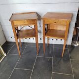 Pair of bedside tables with cherry wood lattices