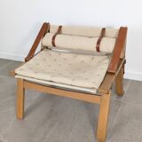 Fauteuil danois avec sangles en toile et cuir, XXe siècle