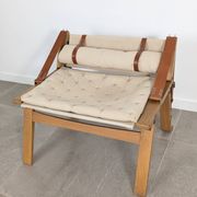 Danish Armchair with Canvas and Leather Straps, 20th Century