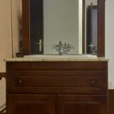 Set vanity unit and mirror bathroom in wood